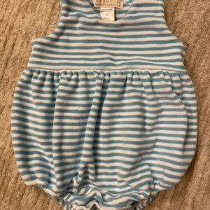 The Beaufort Bonnet Company Blue and White Striped Terry Cloth Bubble 6-12m